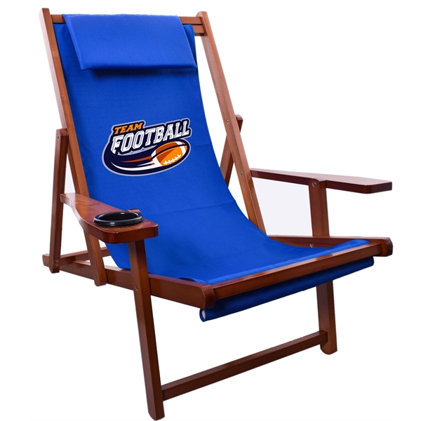 Adjustable wood sling chair with adjustable reclining feature and cup holder... from ASI 76730 Peerless Umbrella Co Inc / Threads By Peerless