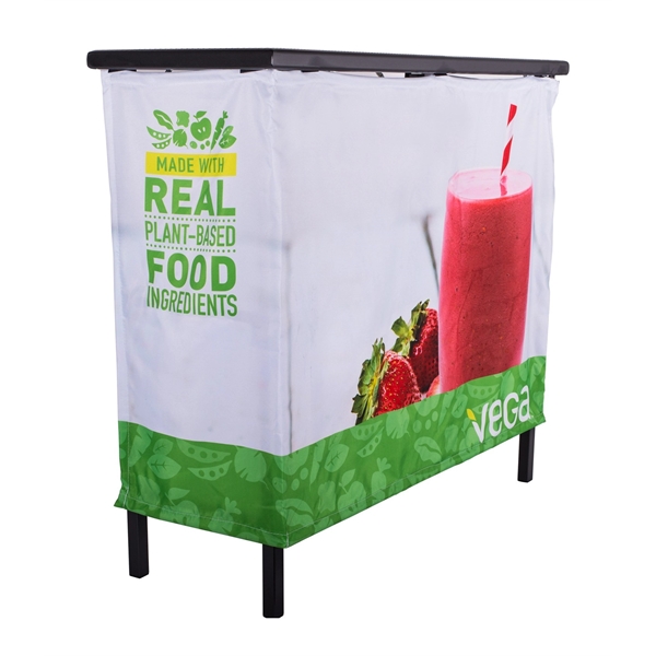 Portable folding digitally printed polyester bar and table cover with drop... from ASI 76730 Peerless Umbrella Co Inc / Threads By Peerless