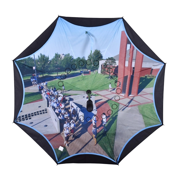 Pongee polyester umbrella with 48" arc, automatic closing and sublimated print... from ASI 76730 Peerless Umbrella Co Inc / Threads By Peerless