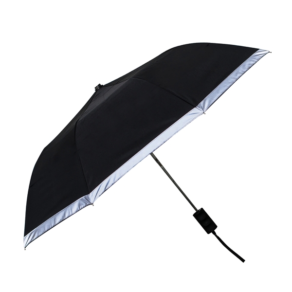 Folding umbrella with automatic opening, 1" reflective border, pongee polyester, rubber... from ASI 76730 Peerless Umbrella Co Inc