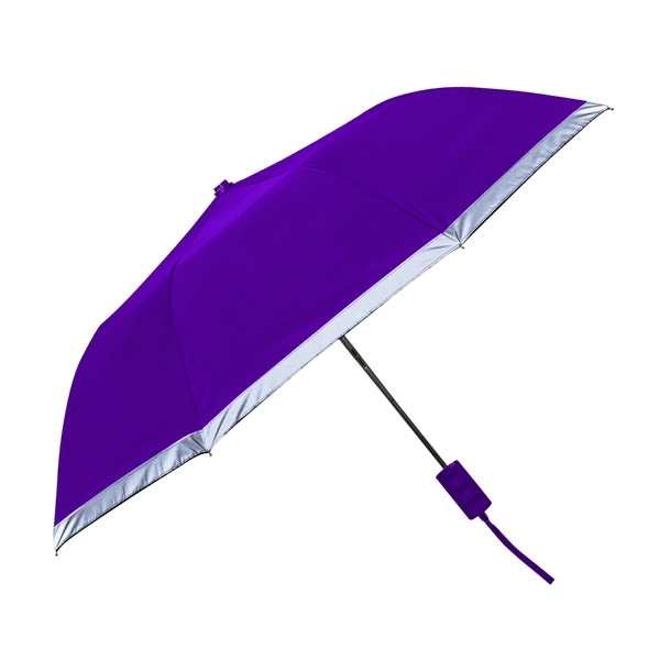 Folding umbrella with automatic opening, 1" reflective border, pongee polyester, rubber... from ASI 76730 Peerless Umbrella Co Inc