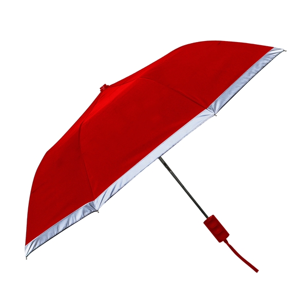 Folding umbrella with automatic opening, 1" reflective border, pongee polyester, rubber... from ASI 76730 Peerless Umbrella Co Inc