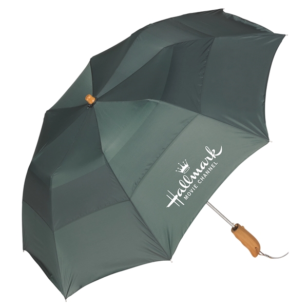 Vented folding umbrella with automatic opening, 43" arc, fiberglass ribs, ergonomically... from ASI 76730 Peerless Umbrella Co Inc / Threads By Peerless