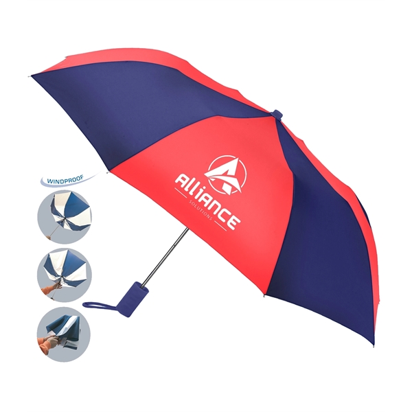 Folding umbrella with automatic opening, windproof design, machine tips, rubber spray... from ASI 76730 Peerless Umbrella Co Inc / Threads By Peerless
