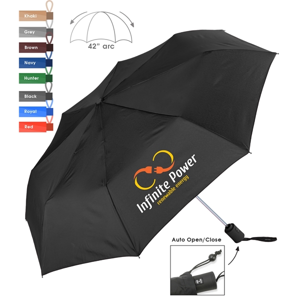 Mini umbrella with one touch automatic open/close, 43" arc, lightweight frame,... from ASI 76730 Peerless Umbrella Co Inc / Threads By Peerless