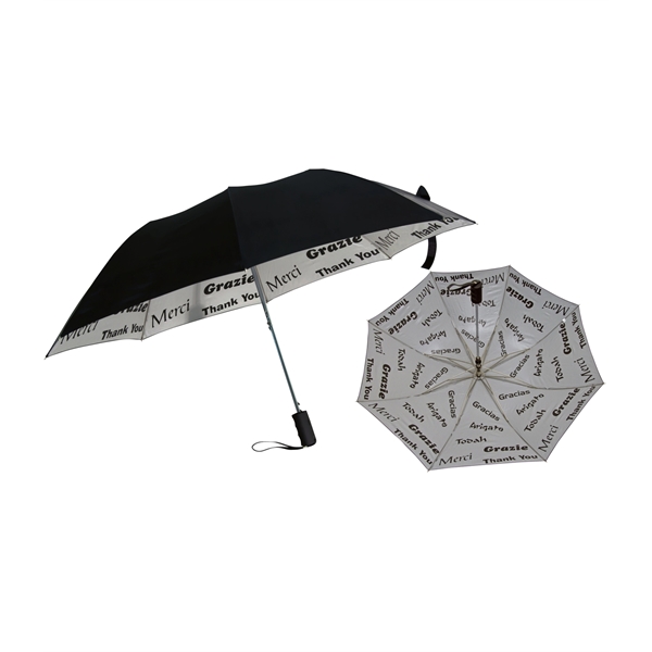 Thank you themed folding umbrella with 48" arc, automatic opening, black... from ASI 76730 Peerless Umbrella Co Inc / Threads By Peerless