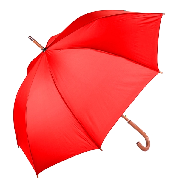 Nylon umbrella with automatic opening, 48" arc, brown wooden shaft, brown... from ASI 76730 Peerless Umbrella Co Inc / Threads By Peerless