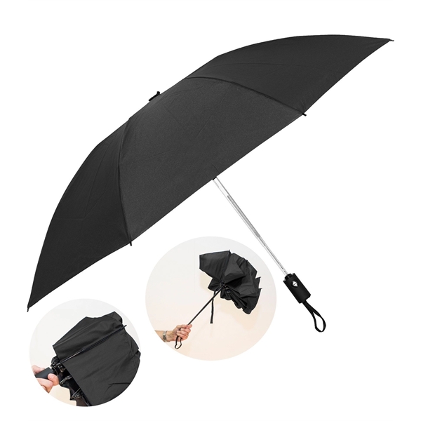 Pongee fabric umbrella with inverted ribs, automatic open/close and matching sleeve.... from ASI 76730 Peerless Umbrella Co Inc / Threads By Peerless