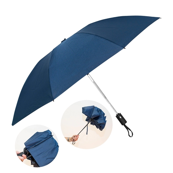 Pongee fabric umbrella with inverted ribs, automatic open/close and matching sleeve.... from ASI 76730 Peerless Umbrella Co Inc / Threads By Peerless