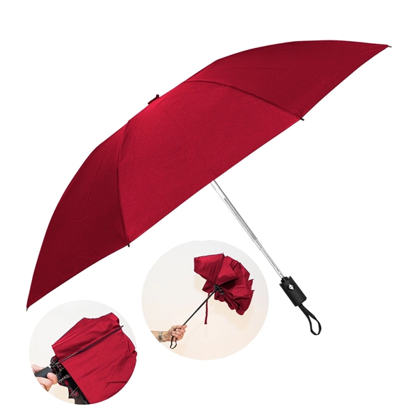 Pongee fabric umbrella with inverted ribs, automatic open/close and matching sleeve.... from ASI 76730 Peerless Umbrella Co Inc / Threads By Peerless