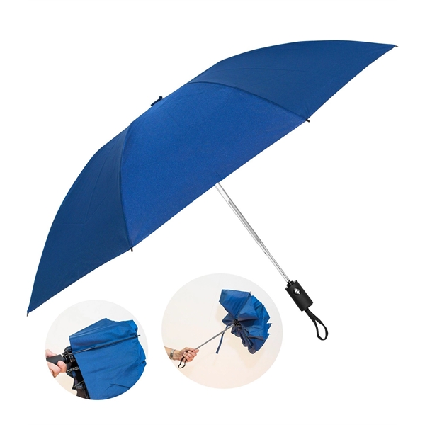 Pongee fabric umbrella with inverted ribs, automatic open/close and matching sleeve.... from ASI 76730 Peerless Umbrella Co Inc / Threads By Peerless