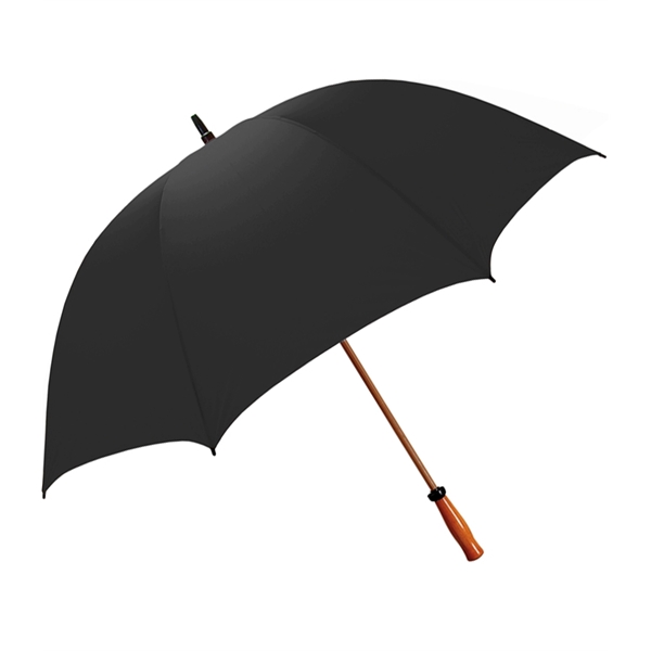 Windproof nylon umbrella with 64" arc, fiberglass shaft, wood-grain finish, solid... from ASI 76730 Peerless Umbrella Co Inc / Threads By Peerless