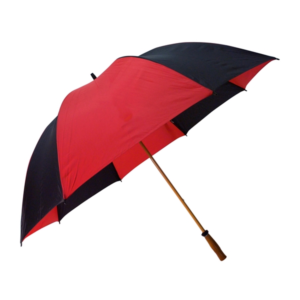 Windproof nylon umbrella with 64" arc, fiberglass shaft, wood-grain finish, solid... from ASI 76730 Peerless Umbrella Co Inc / Threads By Peerless