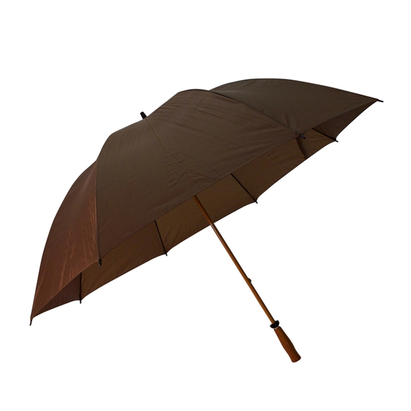 Windproof nylon umbrella with 64" arc, fiberglass shaft, wood-grain finish, solid... from ASI 76730 Peerless Umbrella Co Inc / Threads By Peerless