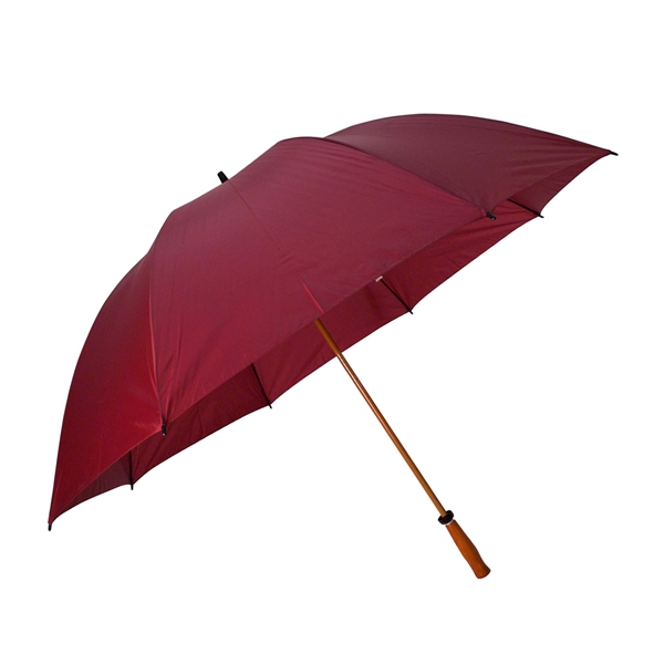 Windproof nylon umbrella with 64" arc, fiberglass shaft, wood-grain finish, solid... from ASI 76730 Peerless Umbrella Co Inc / Threads By Peerless