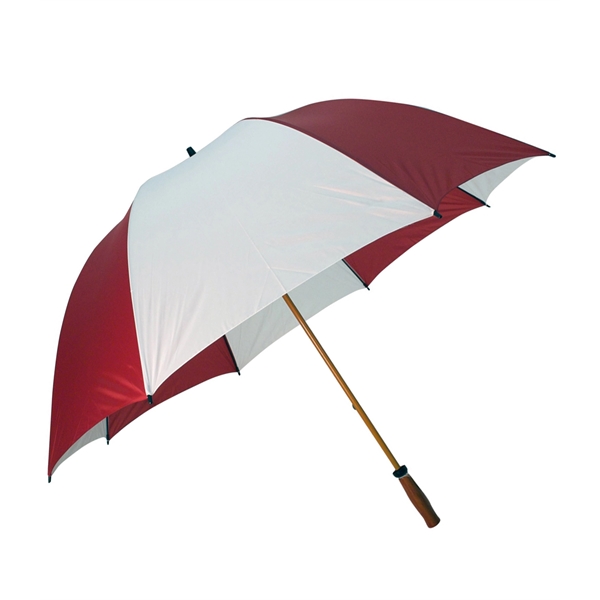 Windproof nylon umbrella with 64" arc, fiberglass shaft, wood-grain finish, solid... from ASI 76730 Peerless Umbrella Co Inc / Threads By Peerless