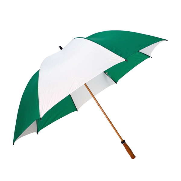 Windproof nylon umbrella with 64" arc, fiberglass shaft, wood-grain finish, solid... from ASI 76730 Peerless Umbrella Co Inc / Threads By Peerless