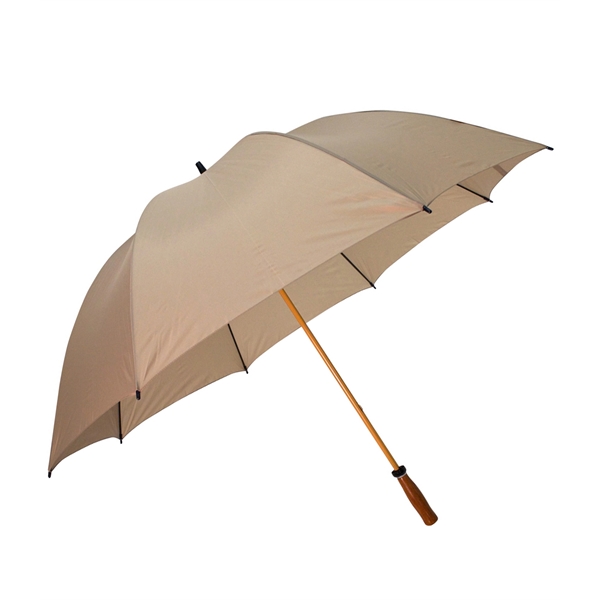 Windproof nylon umbrella with 64" arc, fiberglass shaft, wood-grain finish, solid... from ASI 76730 Peerless Umbrella Co Inc / Threads By Peerless