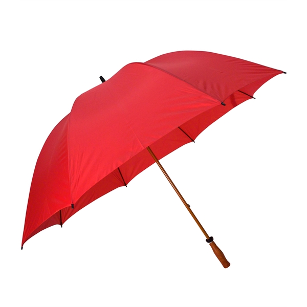 Windproof nylon umbrella with 64" arc, fiberglass shaft, wood-grain finish, solid... from ASI 76730 Peerless Umbrella Co Inc / Threads By Peerless
