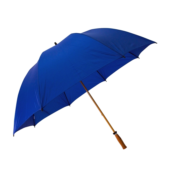 Windproof nylon umbrella with 64" arc, fiberglass shaft, wood-grain finish, solid... from ASI 76730 Peerless Umbrella Co Inc / Threads By Peerless