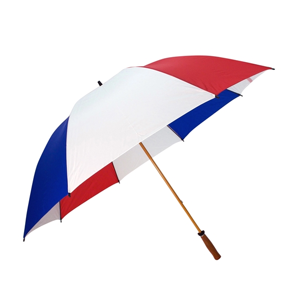 Windproof nylon umbrella with 64" arc, fiberglass shaft, wood-grain finish, solid... from ASI 76730 Peerless Umbrella Co Inc / Threads By Peerless