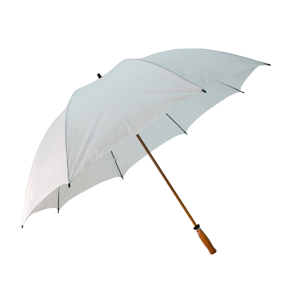 Windproof nylon umbrella with 64" arc, fiberglass shaft, wood-grain finish, solid... from ASI 76730 Peerless Umbrella Co Inc / Threads By Peerless