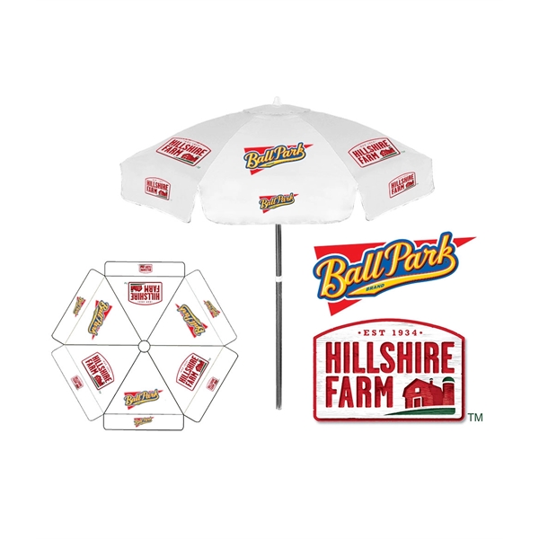 Vinyl patio/cafe umbrella with digital color print, 78" arc, 6 panel... from ASI 76730 Peerless Umbrella Co Inc