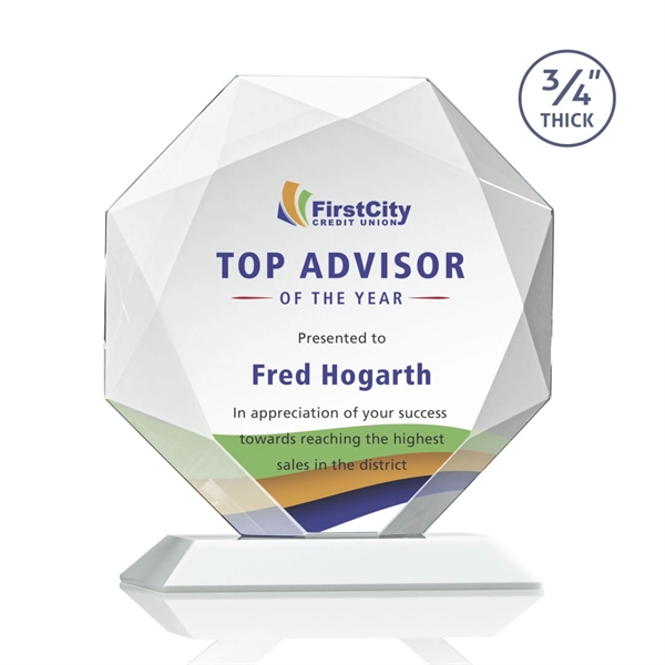 Starfire octagon shape award with faceted edges on a White base.... from ASI 84592 St Regis Group / St Regis