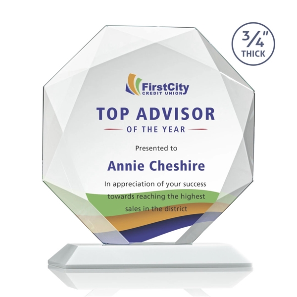 Starfire octagon shape award with faceted edges on a White base.... from ASI 84592 St Regis Group / St Regis