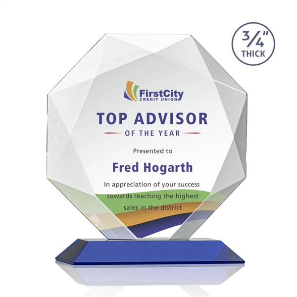 Starfire octagon shape award with faceted edges on a Blue base.... from ASI 84592 St Regis Group / St Regis