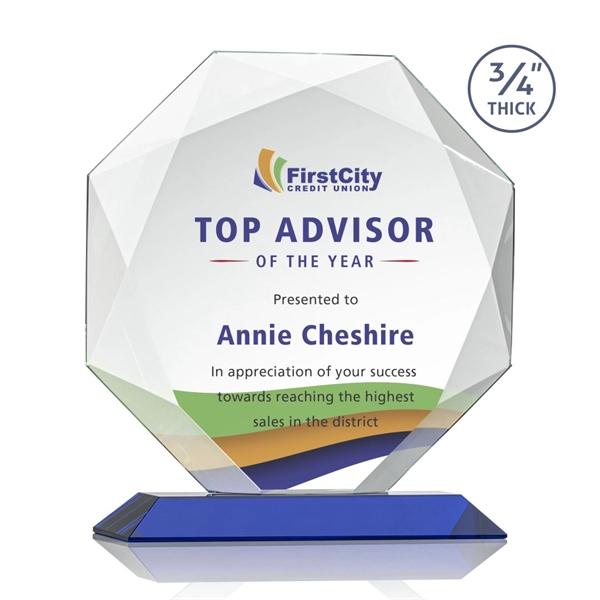 Starfire octagon shape award with faceted edges on a Blue base.... from ASI 84592 St Regis Group / St Regis