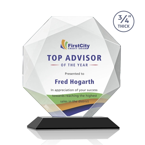 Starfire octagon shape award with faceted edges on a Black base.... from ASI 84592 St Regis Group / St Regis