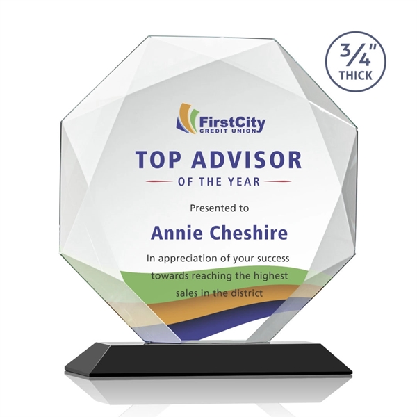 Starfire octagon shape award with faceted edges on a Black base.... from ASI 84592 St Regis Group / St Regis