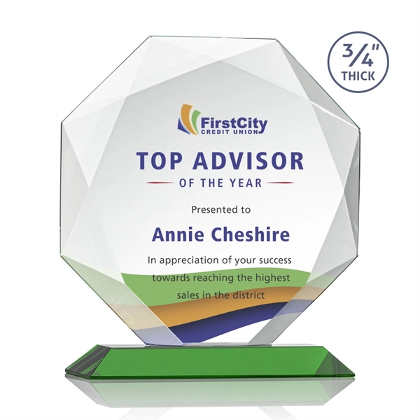 Starfire octagon shape award with faceted edges on a Green base.... from ASI 84592 St Regis Group / St Regis