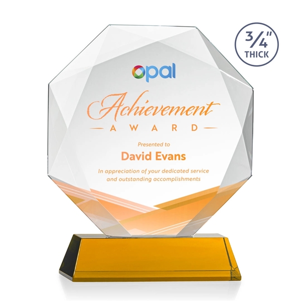 Starfire octagon shape award with faceted edges on a tall tapered... from ASI 84592 St Regis Group / St Regis