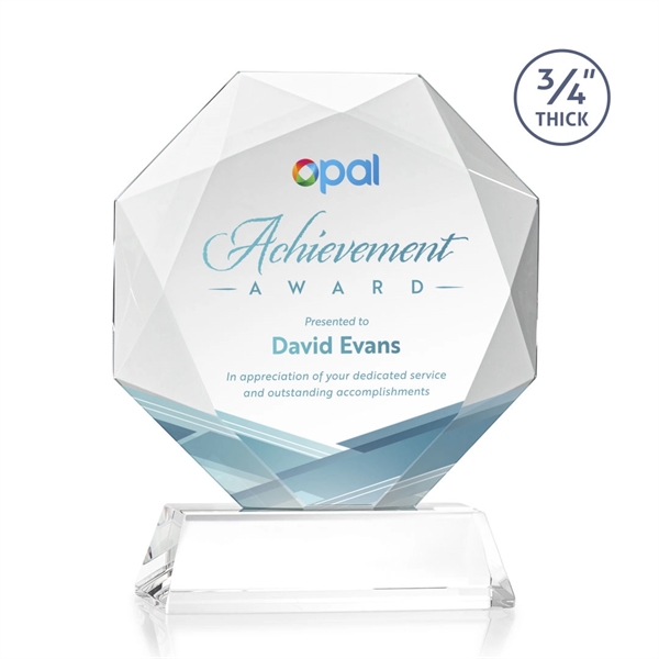 Starfire octagon shape award with faceted edges on a tall tapered... from ASI 84592 St Regis Group / St Regis