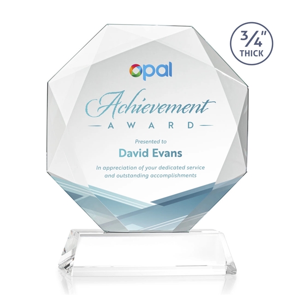 Starfire octagon shape award with faceted edges on a tall tapered... from ASI 84592 St Regis Group / St Regis