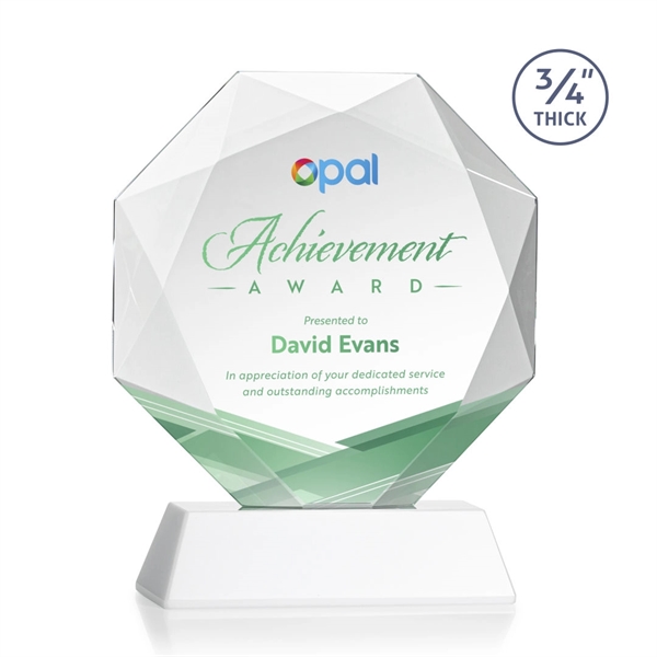 Starfire octagon shape award with faceted edges on a tall tapered... from ASI 84592 St Regis Group / St Regis