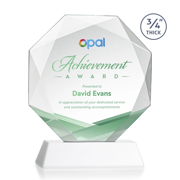 Starfire octagon shape award with faceted edges on a tall tapered... from ASI 84592 St Regis Group / St Regis