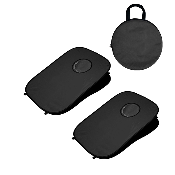 Portable pop-up cornhole set with two boards, 8 bags, ground stakes... from ASI 76730 Peerless Umbrella Co Inc / Threads By Peerless