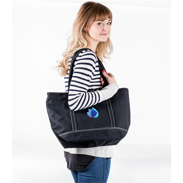 Solid colored canvas boat tote with shoulder length handles, front pocket... from ASI 76730 Peerless Umbrella Co Inc / Threads By Peerless