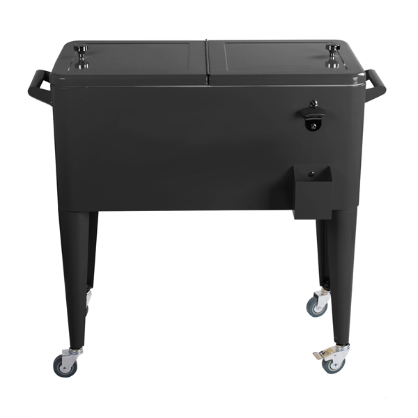 Metal four-legged rolling cooler with 80 quart capacity, locking wheels, drainage... from ASI 76730 Peerless Umbrella Co Inc / Threads By Peerless
