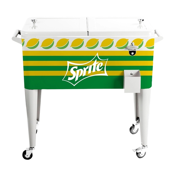Metal four-legged rolling cooler with 80 quart capacity, locking wheels, drainage... from ASI 76730 Peerless Umbrella Co Inc / Threads By Peerless