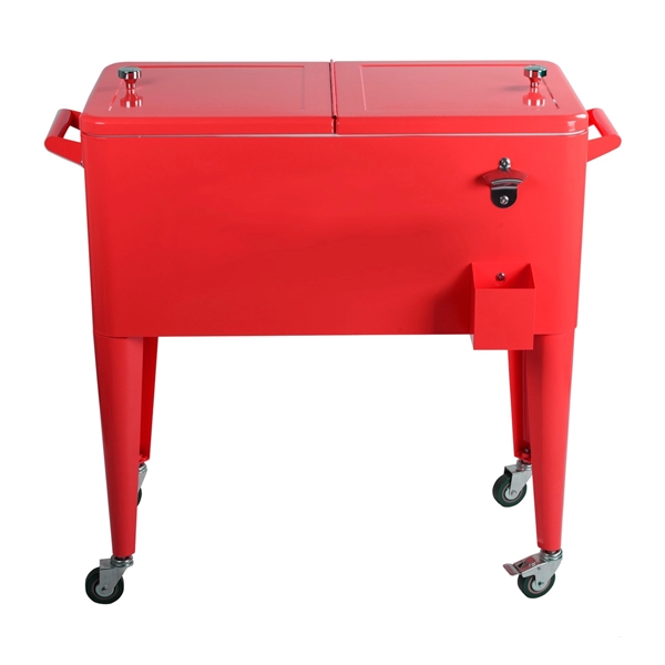Metal four-legged rolling cooler with 80 quart capacity, locking wheels, drainage... from ASI 76730 Peerless Umbrella Co Inc / Threads By Peerless
