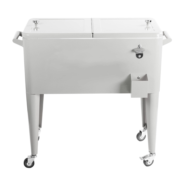 Metal four-legged rolling cooler with 80 quart capacity, locking wheels, drainage... from ASI 76730 Peerless Umbrella Co Inc / Threads By Peerless