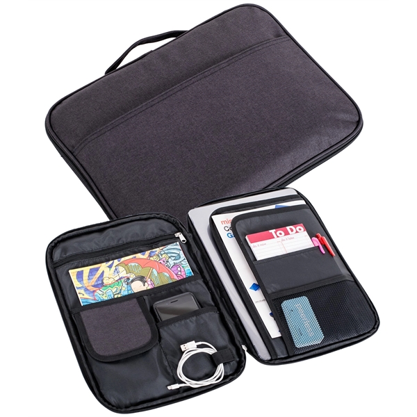 15" x 10 1/2" polyester padded laptop sleeve with interior pockets... from ASI 76730 Peerless Umbrella Co Inc / Threads By Peerless
