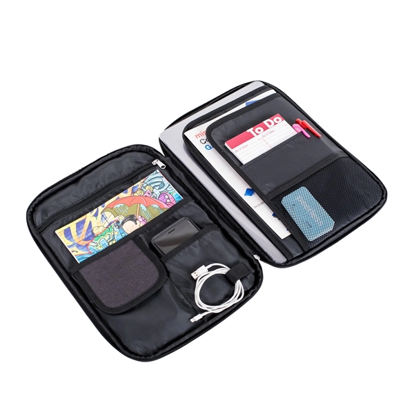 15" x 10 1/2" polyester padded laptop sleeve with interior pockets... from ASI 76730 Peerless Umbrella Co Inc / Threads By Peerless