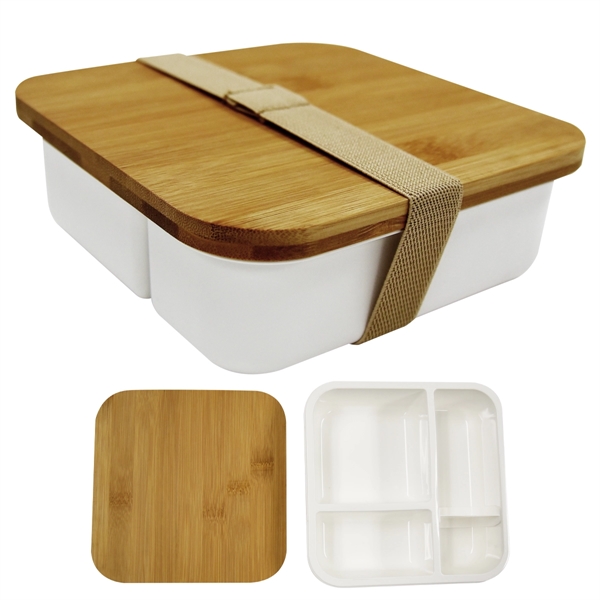 Bento box with bamboo lid, elastic strap, 3 compartments and a... from ASI 61125 Hit Promotional Products / Hit®