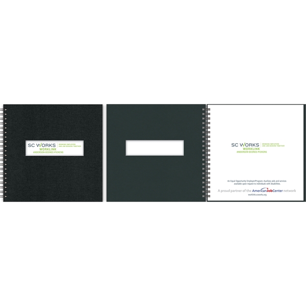 7" x 7" square notebook with die-cut window, full-color insert,100 sheets... from ASI 91340 Journalbooks/Timeplanner Calendars