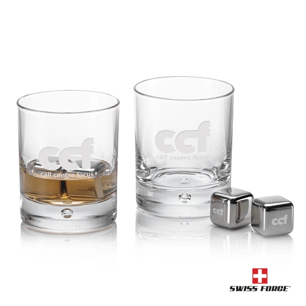 On-the-rocks glasses are paired with a set of 4 stainless steel... from ASI 84592 St Regis Group